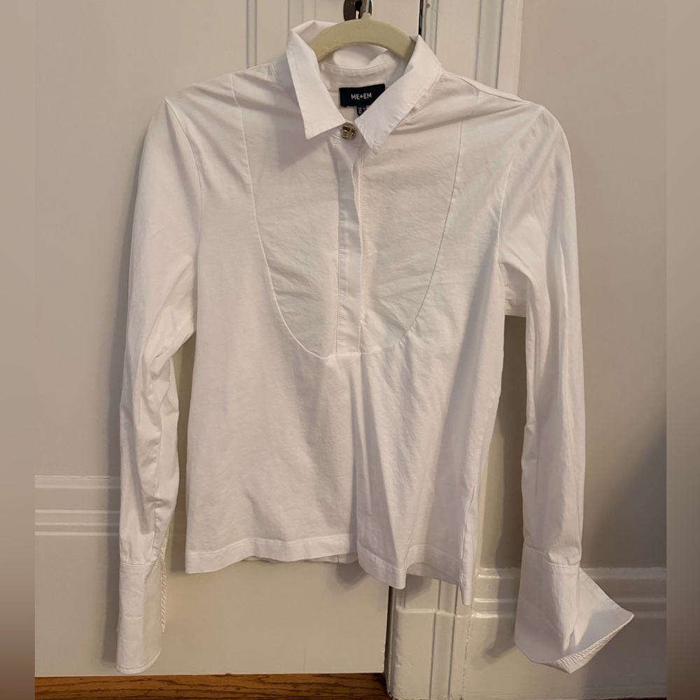 ME+EM Women's White Classic Bib Detail Shirt – by Me & Em
